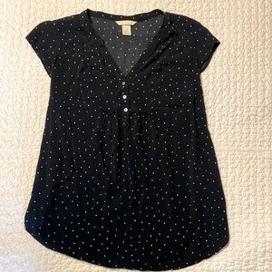 H&M Maternity Navy Polka Dot Top, M